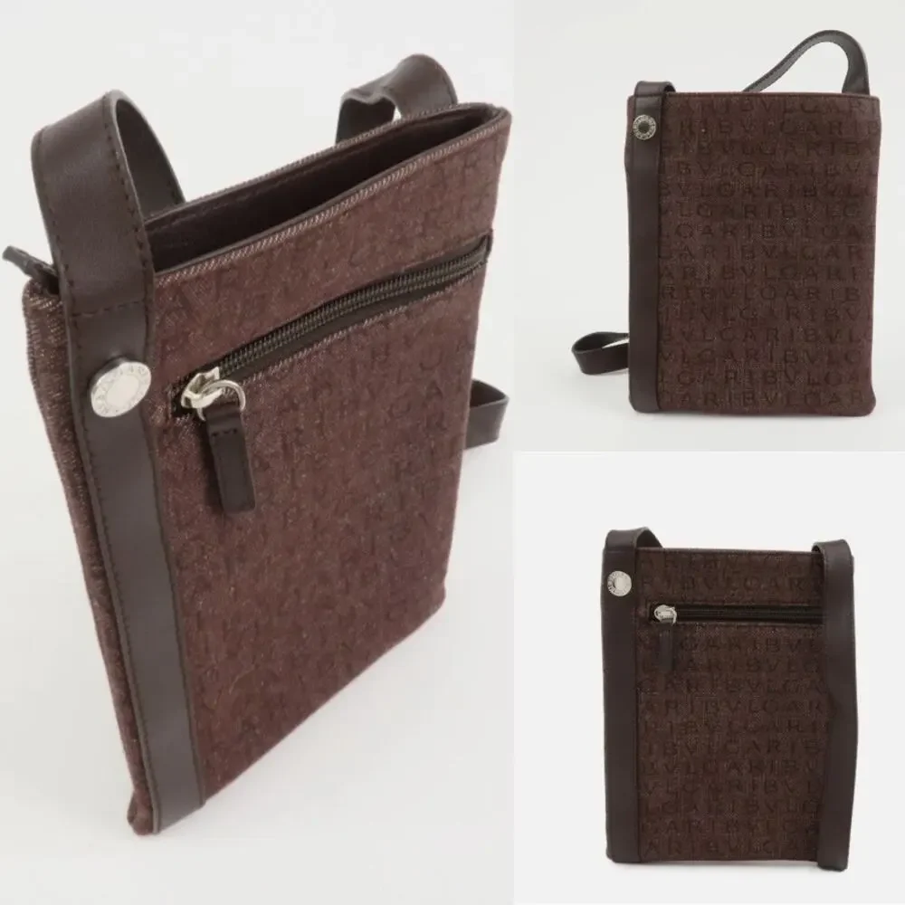 💎✨Authentic✨💎BVLGARI Logo Mania Canvas Leather Crossbody Bag